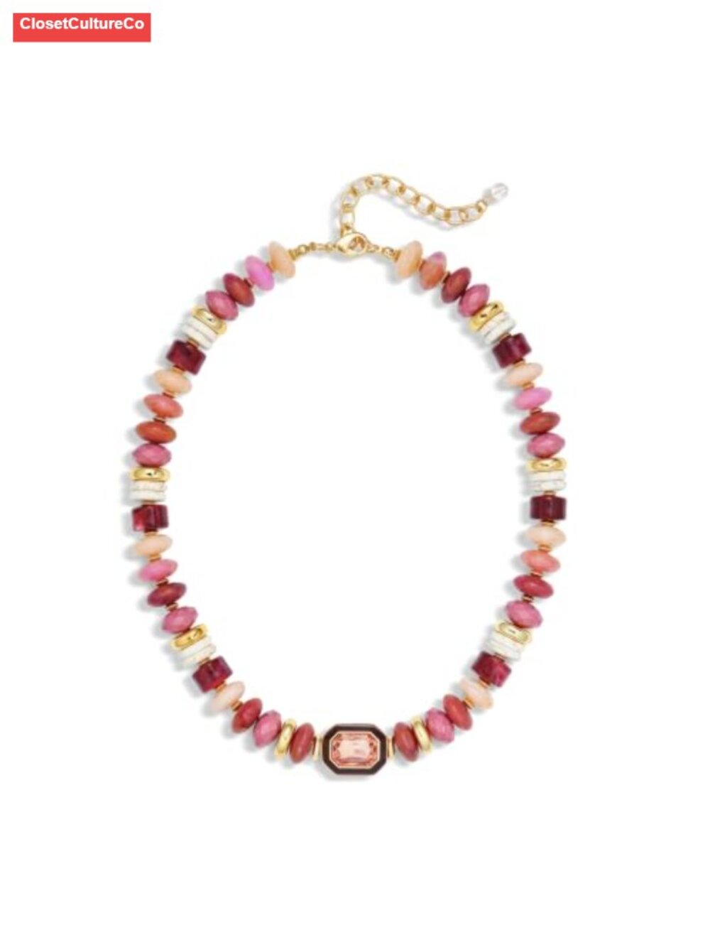 Hand-Strung Beaded Choker Necklace with CZ Focal Adjustable Lobster Clasp